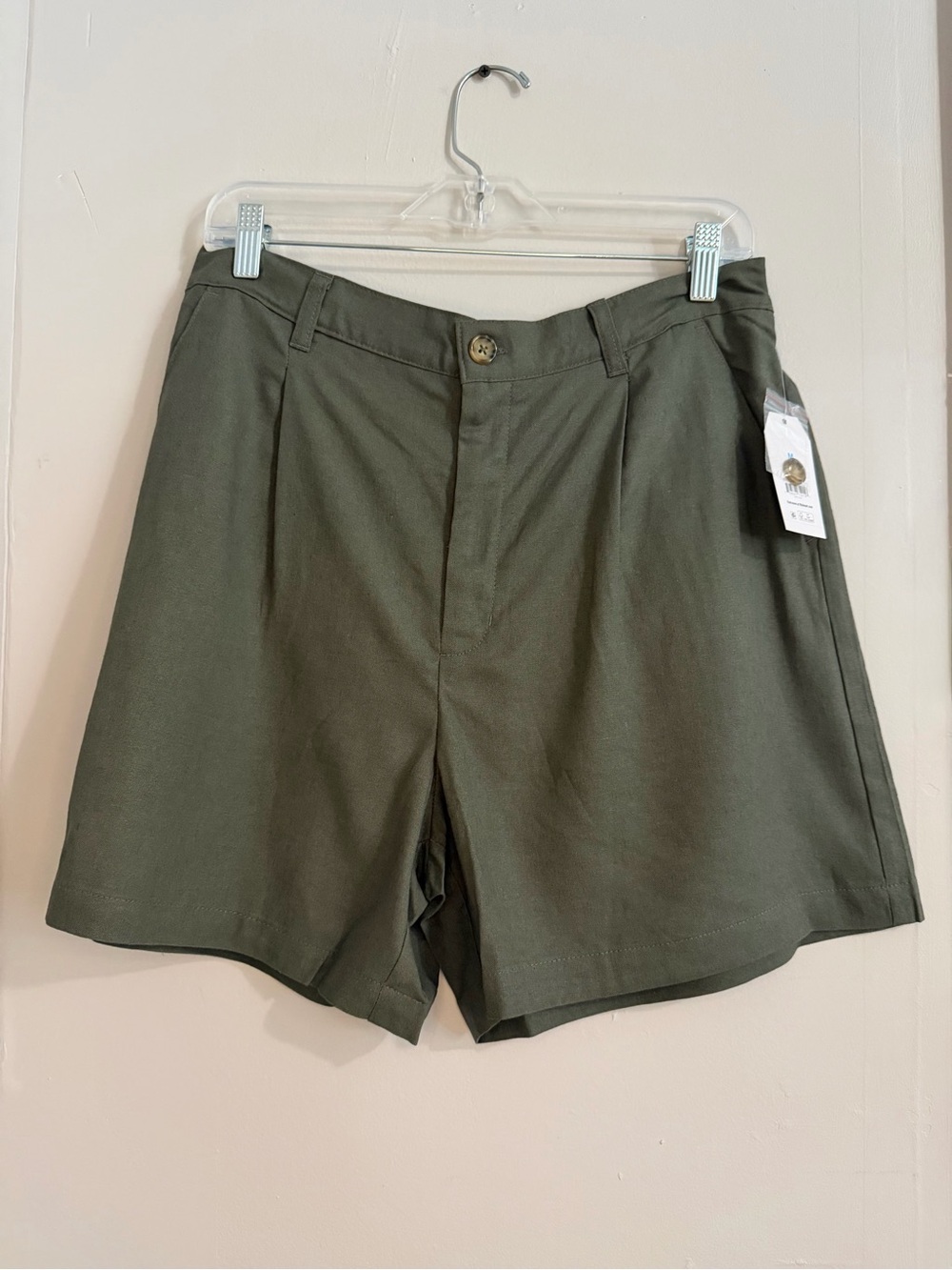 Time and Tru Olive Green Linen Blend Shorts NWT Women’s Medium 8-10 Relaxed